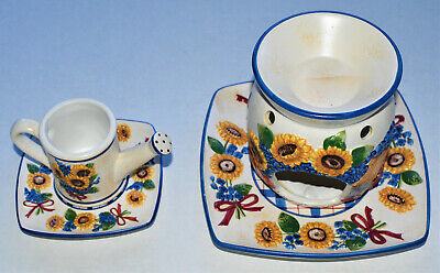 YANKEE CANDLE Sunflower Essential Oils Burner And Candle Holder Set Retired