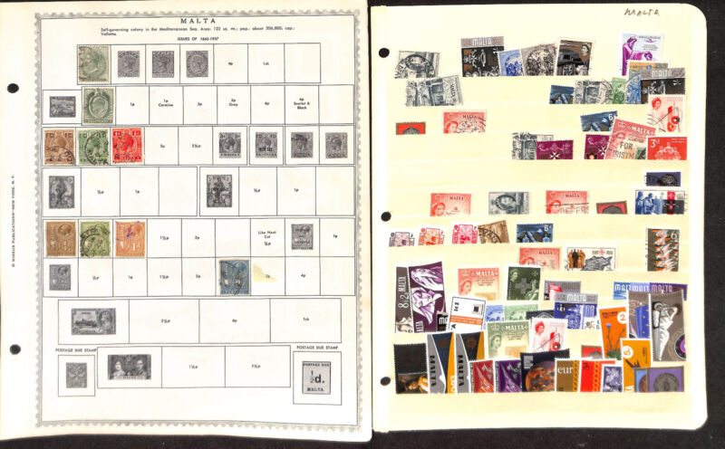Malta Stamp Collection on 24 Minkus Pages, 1860-1991 (AI)