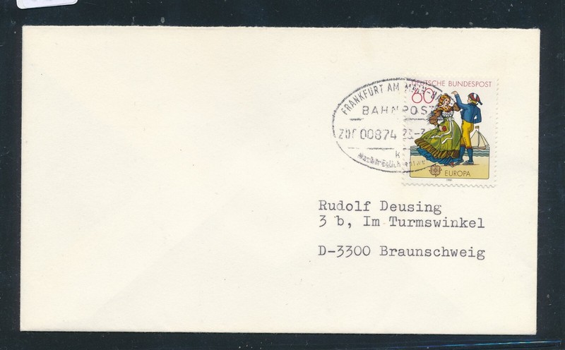 105183) Bahnpost Ovalstempel Frankfurt Am Main - Basel Zug 00874 Nachtr.Entw.