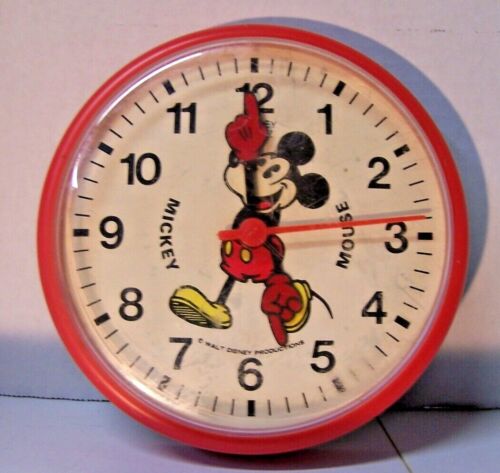 VINTAGE MICKEY MOUSE WALL CLOCK BY BRADLEY WITH MOVING ARMS, DISNEY