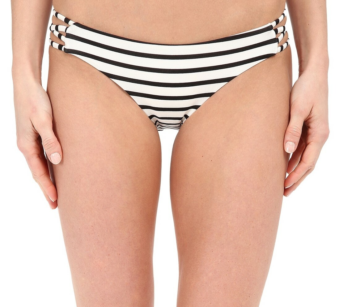 Amuse Society Womens Black Serena Stripe Everyday Fit Bikini Bottom Size Small