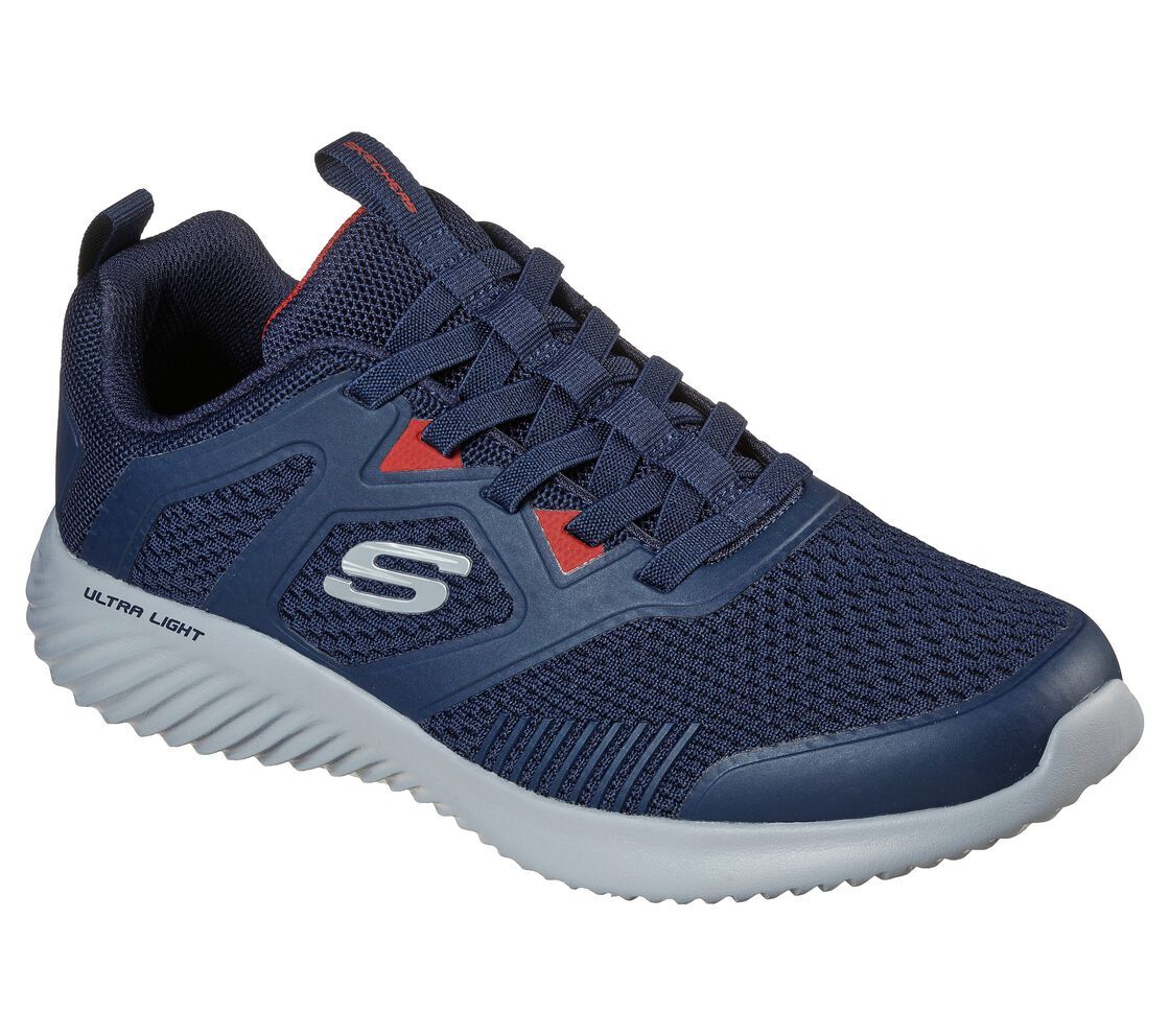 Мужские кроссовки Skechers темно-синего цвета с сеткой из пены с эффектом памяти, спортивные, удобные, повседневные без шнуровки 232279