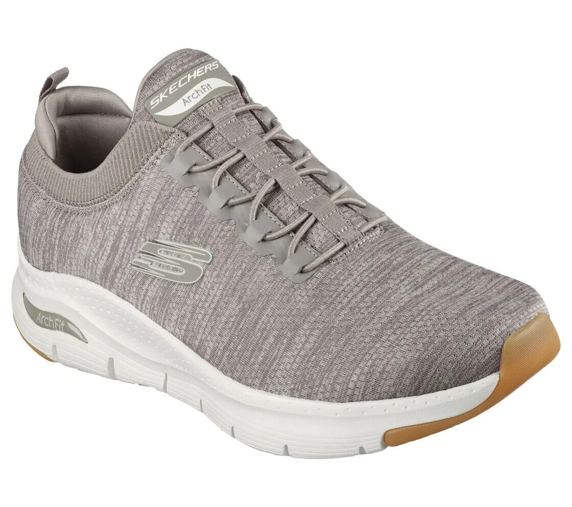 Shoes Men's Skechers Arch Fit Sport Extra Wide Slip On Taupe