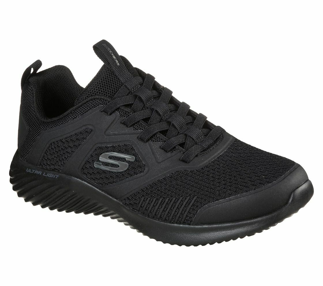 Черные мужские туфли Skechers с сеткой из пены с эффектом памяти, спортивные, удобные, повседневные без шнуровки 232279