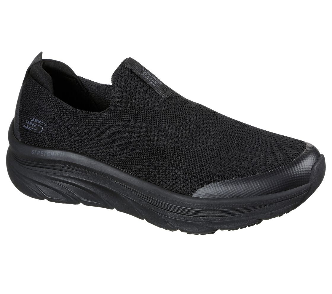 

Мужские черные туфли Skechers с подушкой из пены с эффектом памяти Comfort DLux Walker Slip On 232163, Черный, D'LUX WALKER