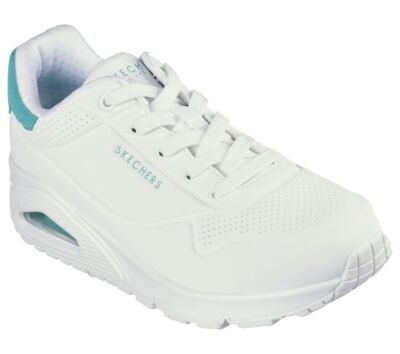 Woman Skechers Uno Pop Back Air-Cool Lace Up 177092 Color White/Mint Brand New