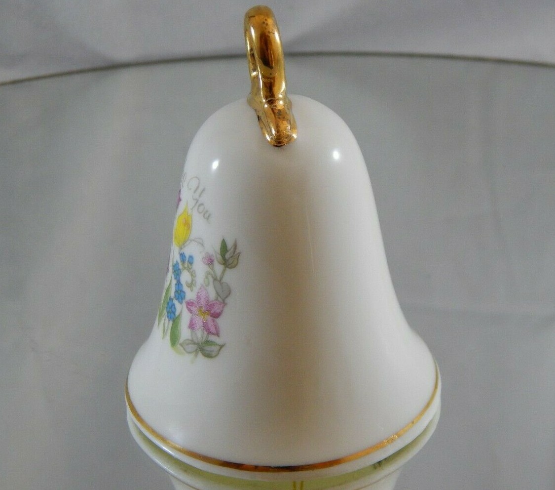 Vintage Enesco Miniature Porcelain Hand Bell 