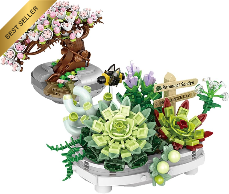 Mini Block Botanical Building Set 2-In-1 Cherry Blossom Bonsai Succulent 815 PCS