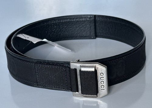 Pre-owned Gucci Women's Gg Supreme Monogram Leather/fabric Belt Black 80/32 It 684485 In Brown
