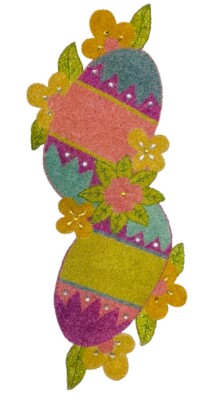 PIER 1 Easter Beaded Easter Bunny Eggs & Flowers  15'' X 38'' Table Runner