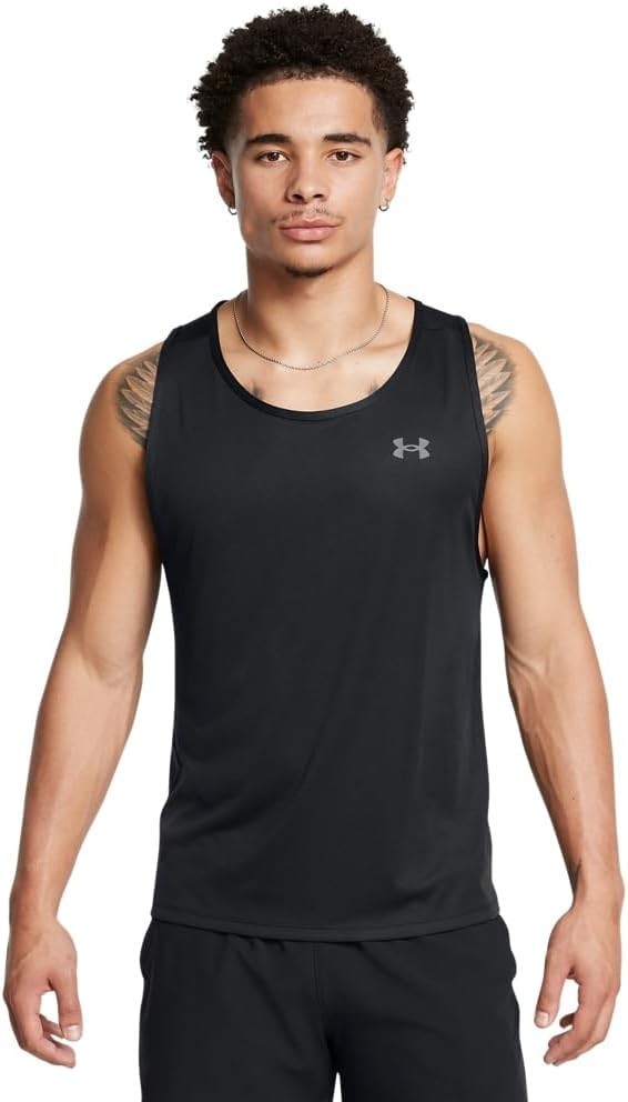 Under Armour Men's UA Velocity Lightweight Tank Top Sleeveless Shirt (Black)