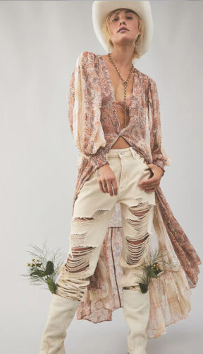 Платье макси Ethereal Maxi с вышивкой цвета пейсли и металлизированным узором Free People Dare To Dream XS