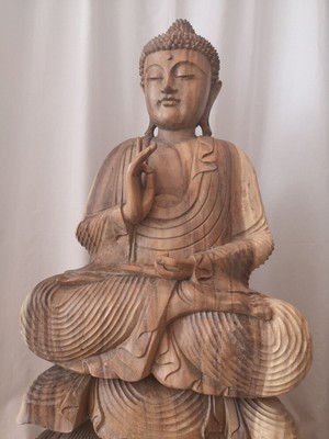 Bali Holz Buddha stehende Buddha Figur Deko Skulptur Holzfigur Statue H93cm