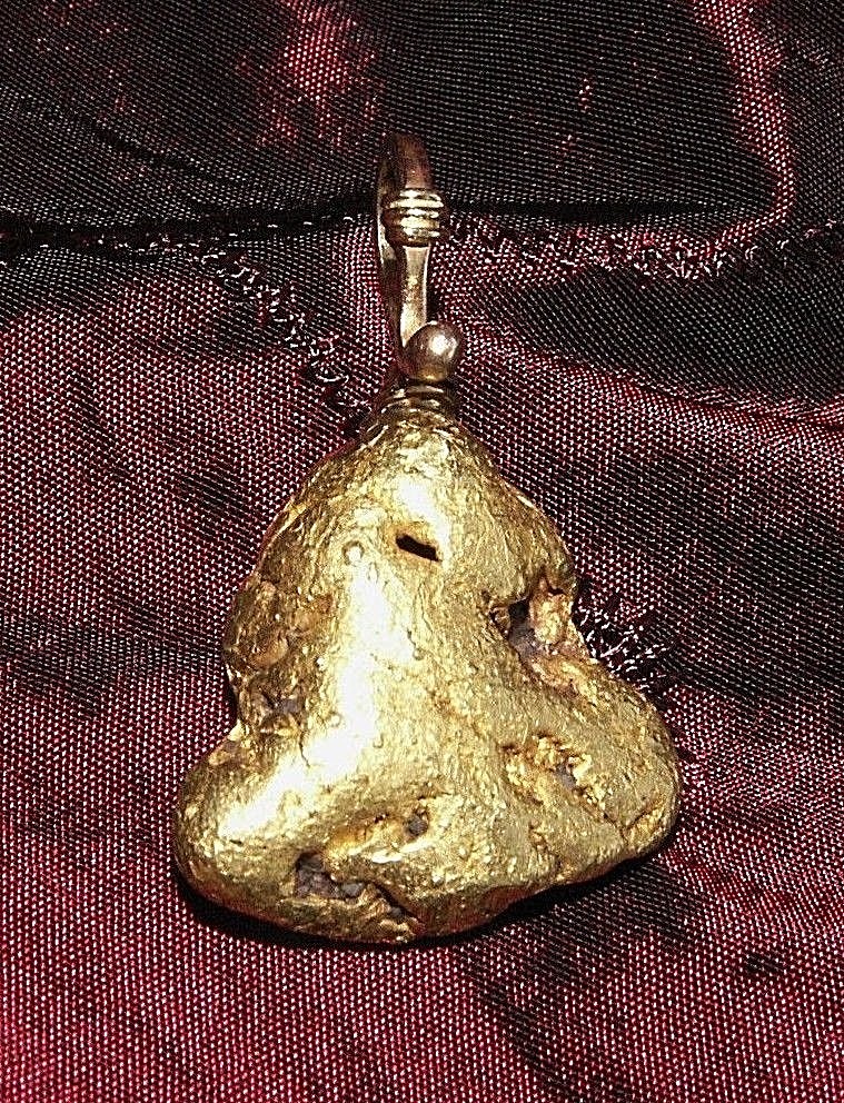 Genuine Natural Gold Nugget Pendant with Handmade Bail , 19.99 gms, 22K