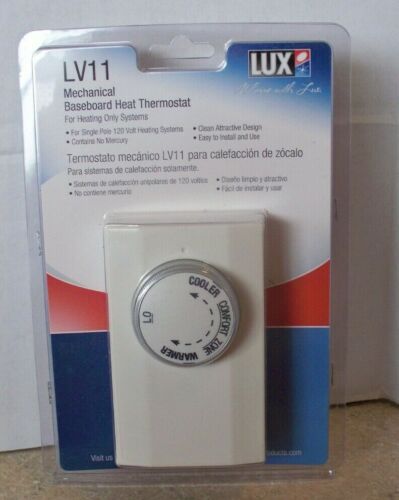 LUX Products LV11 54060 Mechanical Baseboard Heat Thermostat 1P 2640W 120V White