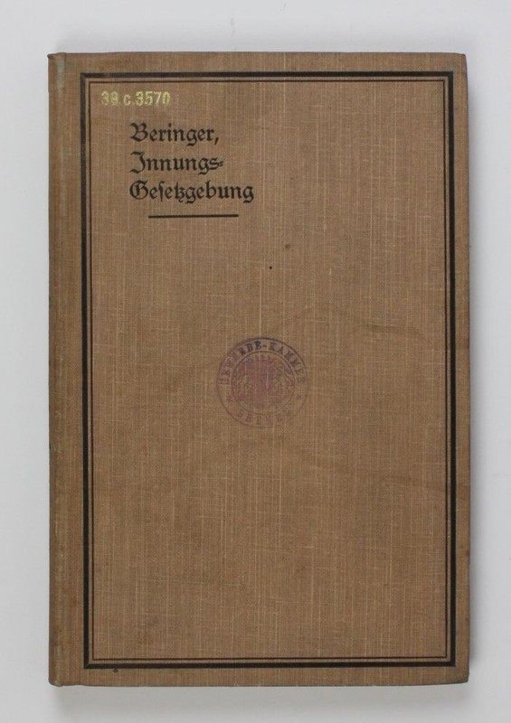 Die Gesetzgebung Der Innungen In Deutschland Und Der Gewerblichen Genossenschaft