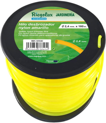 RIEGOLUX 107642 Fil De Débroussailleuse En Nylon Rond, Jaune, 2,4 Mm X 100 M