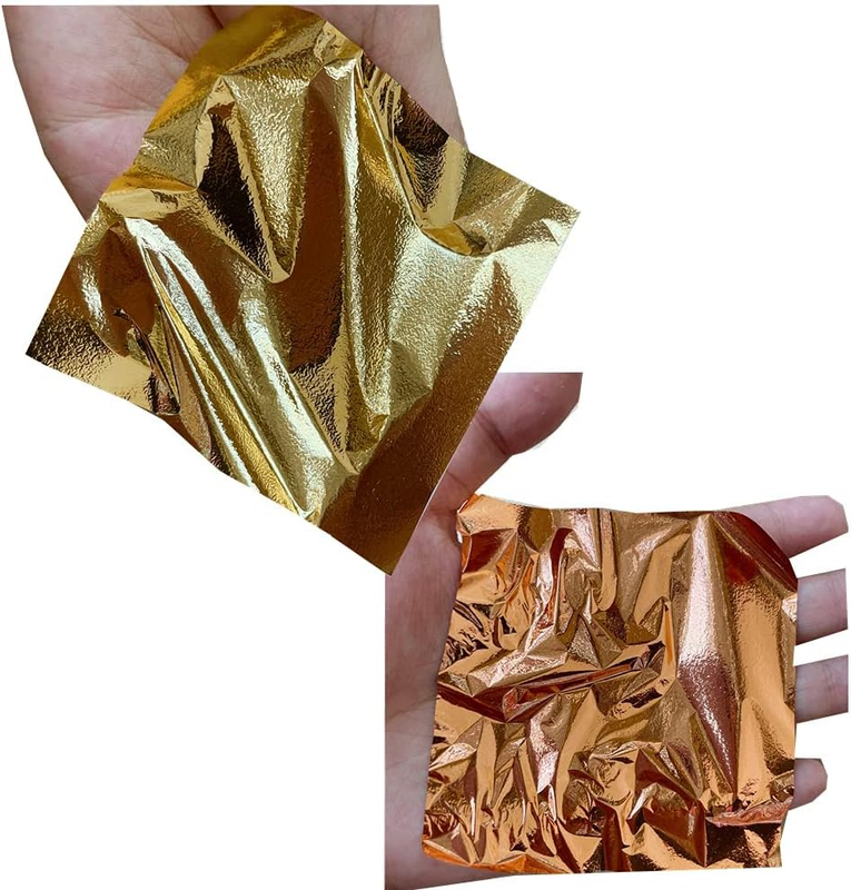 100Sheets Rose Gold Leaf Sheets.Pure Copper Leaf Sheets, Gold Foil Sheets Multip