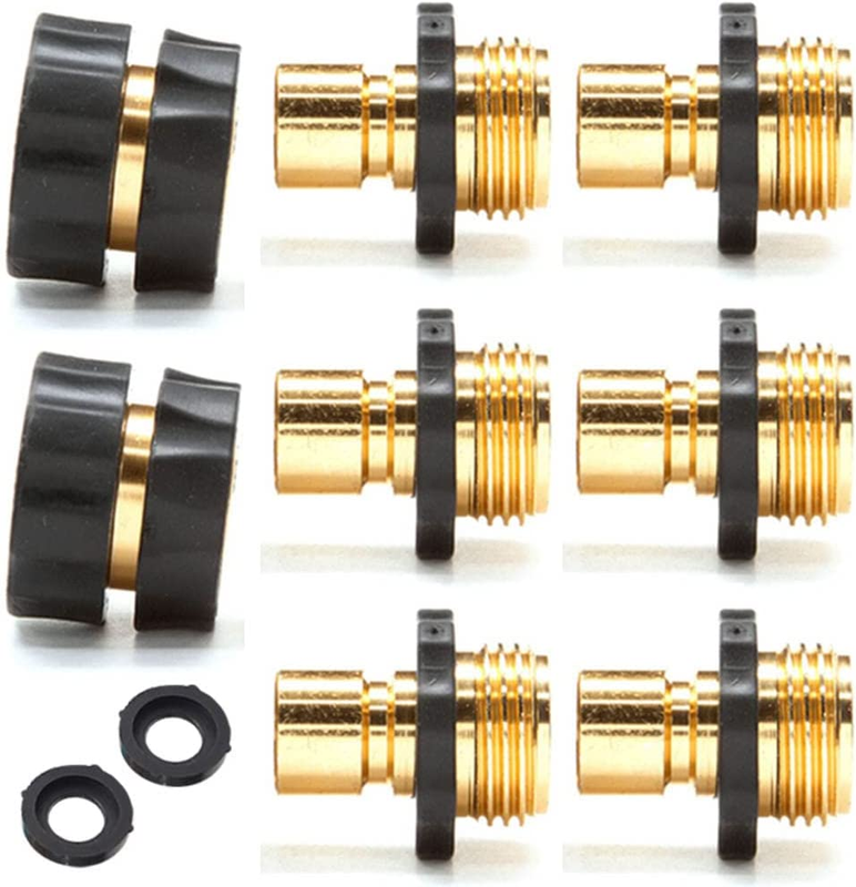 No-Leaks Pressure Washer Garden Hose Quick Connect Set , 6 Male Connects + 2 Fem
