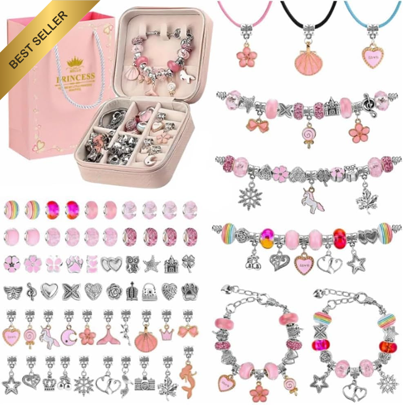 Charm Bracelet Making Kit - Jewelry Making Set with Charms, Beads, Necklaces, Je