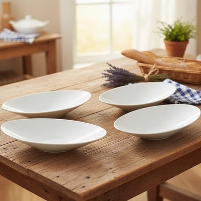 Fortessa Fortaluxe Super White Oval Serving Bowls, Set of 4, Modern Serveware