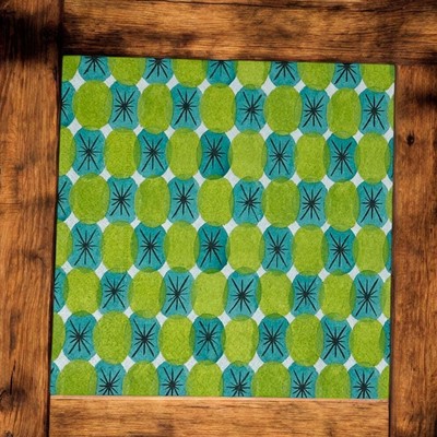 Vibrant Decoupage Napkin Retro Mid Century Mod Teal Lime Blue Green Paper Craft