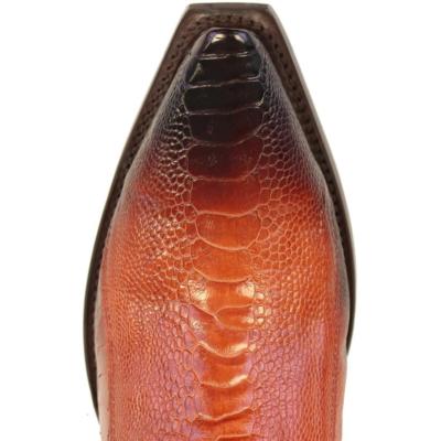 Pre-owned Los Altos Boots Los Altos Cognac Genuine Snip Toe Ostrich Leg Western Cowboy Boot (d) In Brown
