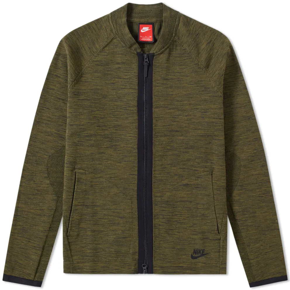 NIKE TECH KNIT BOMBER JACKET MEN'S UK S 'DARK LODEN' - 810558 347