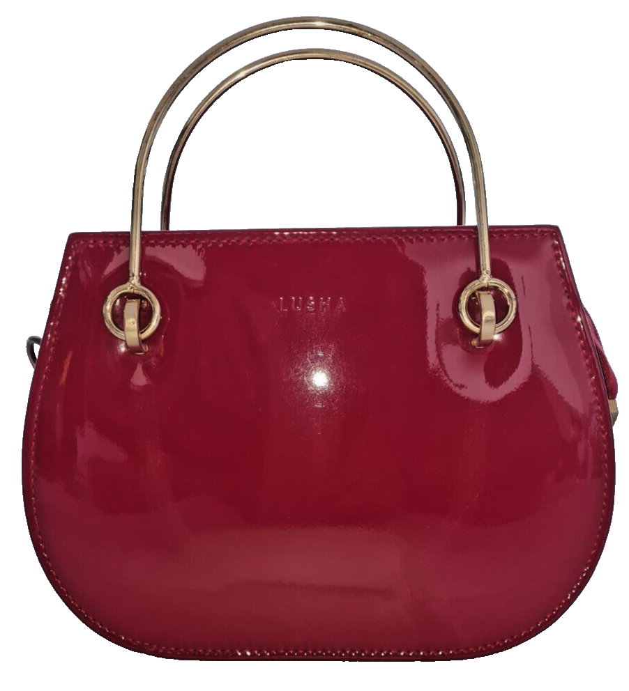 Ladies Handmade Shoulder Bag, Synthetic Leather, Shiny Red Color, Size: Medium