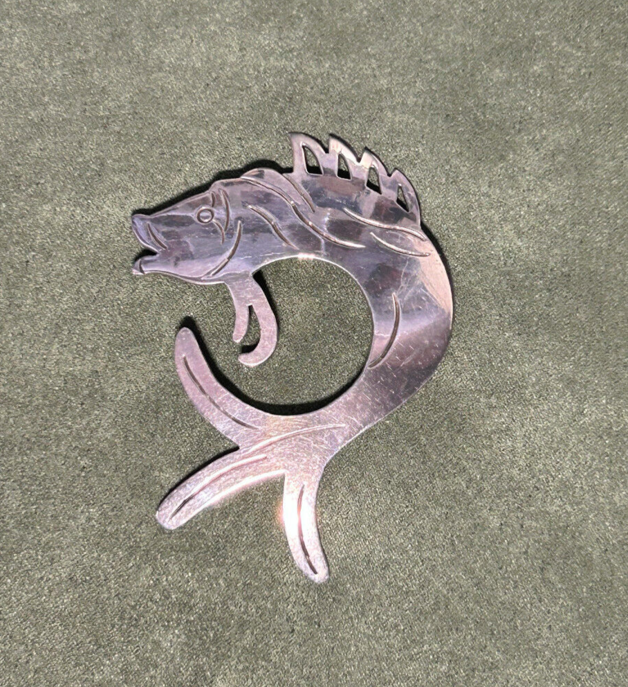 STERLING SILVER MEXICAN CURLING FISH PIN - 3