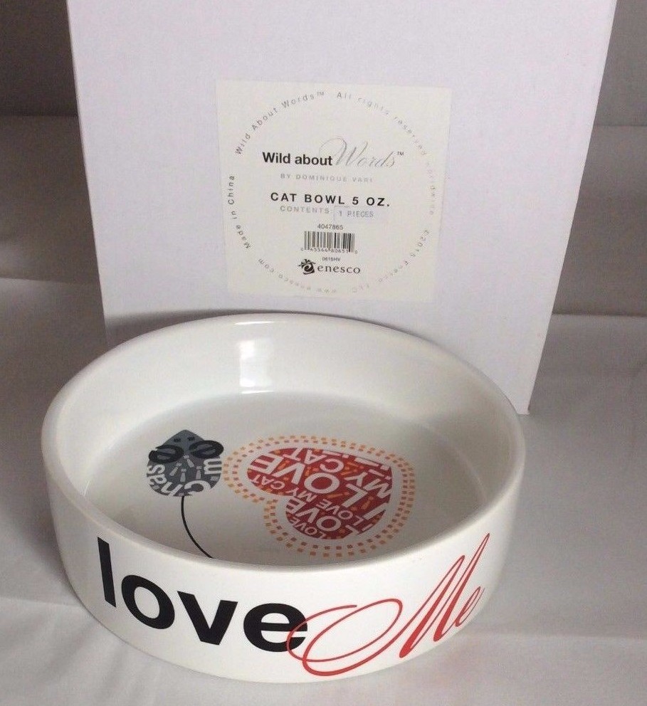 Wild About Words Ceramic Cat Food Water Bowl 5 oz 
