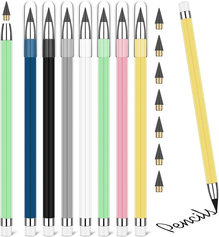 Infinity Pencil,7Pcs Inkless Pencil Inkless Forever Pencil with Extra 7 Eraser R