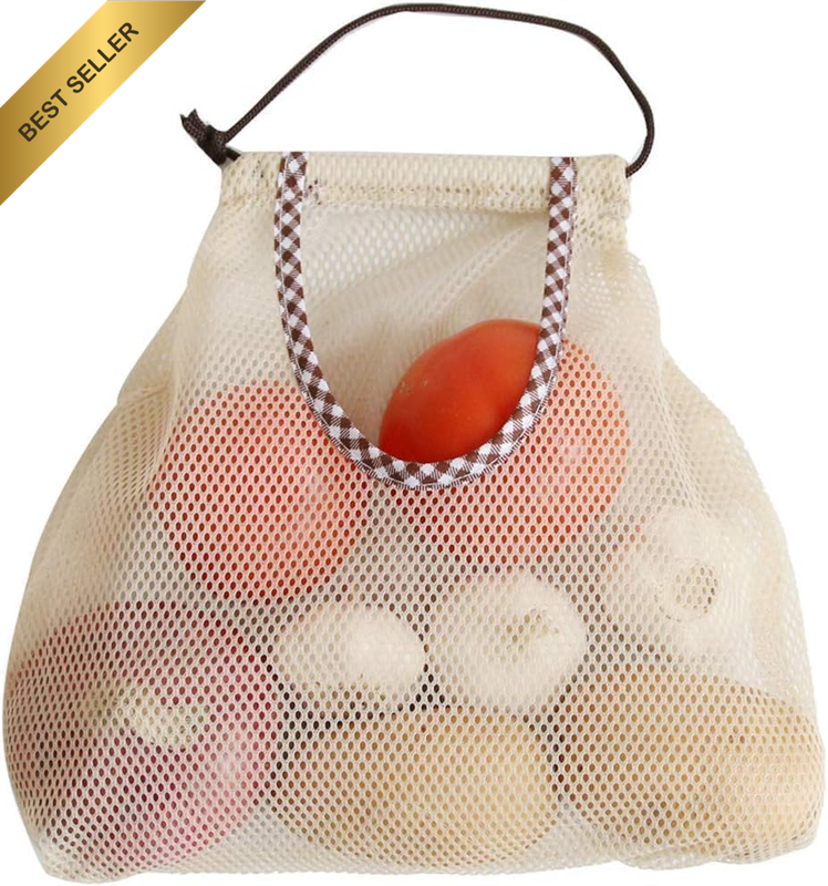 Reusable Wall Hanging Storage Mesh Bag Hollow Breathable Vegetable Net Tote Bag