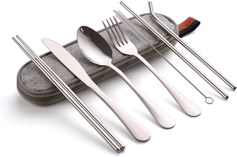 Cutlery Set, Reusable Stainless Steel Travel Cutlery Kit, Portable Flatware Set,