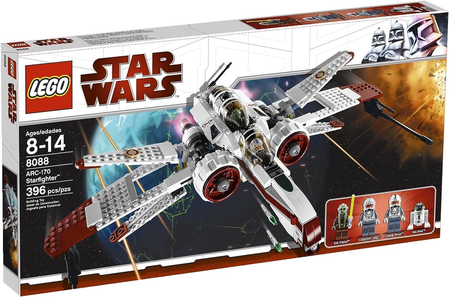 arc 170 starfighter star wars lego 8088 building bricks