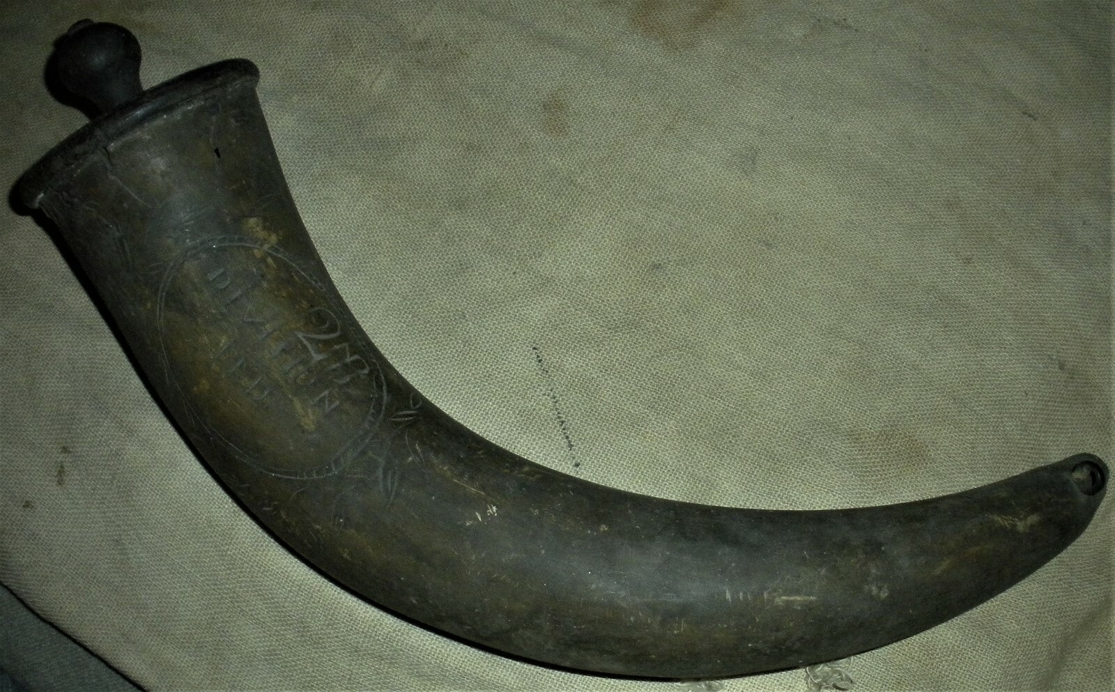 ANTQUE REVOLUTIONARY WAR 1760-80 2ND MARYLAND DIVISION ARTILLERY POWDERHORN vafo