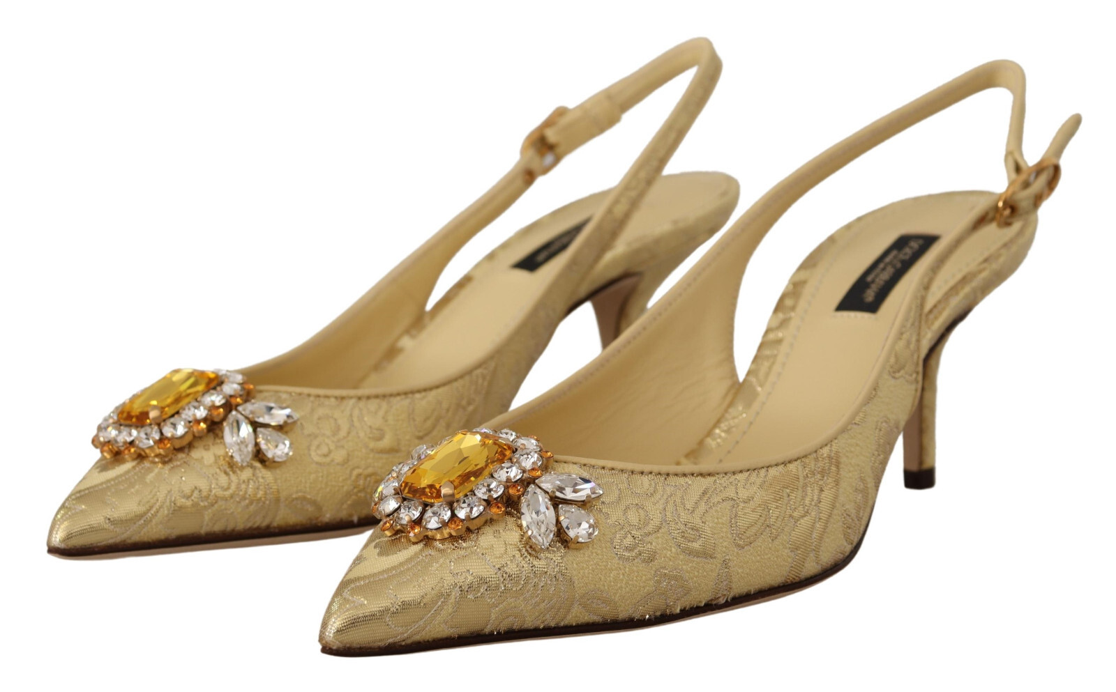 DOLCE & GABBANA Shoes Gold Crystal Slingbacks Pumps Heels DOLCE & GABBANA Shoes Gold Crystal Slingbacks Pumps Heels