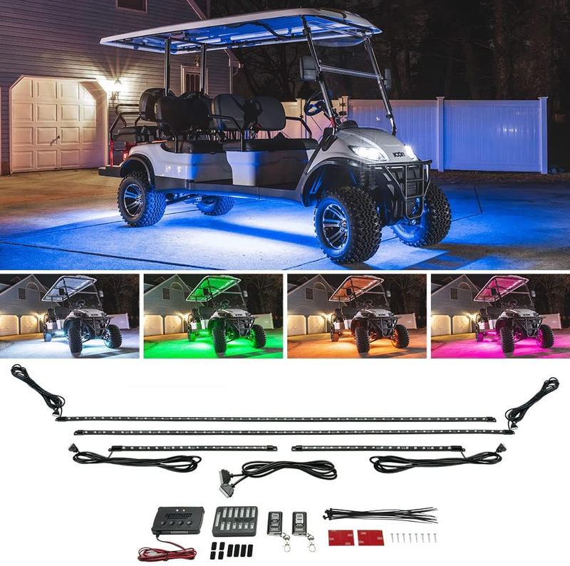 4Pc Expandable Million Color LED 6-Seater Limo Golf Cart Underglow Accent Neon L