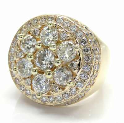 Pre-owned Nsg Mens Cubic Zirconia 4.5 Cts Fancy Pinky Ring 14k Yellow Gold Plated Silver