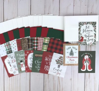 Handmade Christmas Card Kit, DIY Card Kit with Envelopes, A2 Cards Set of 10