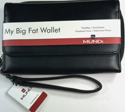 MUNDI Womans / My Big Fat Wallet / BLACK GRAIN SMOOTH / Full Zip / New