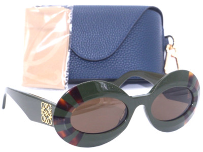 NEW LOEWE LW 40091I 96E GREEN GOLD W/ BROWN LENSES AUTHENTIC SUNGLASSES 52-21