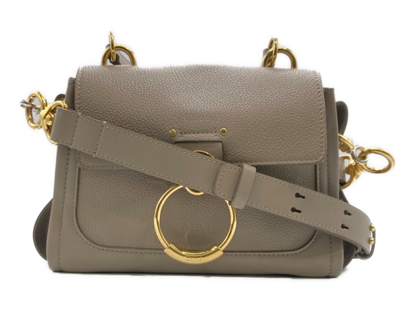 Chloe Tess Mini Day Bag Gray Gold 2way Small Leather