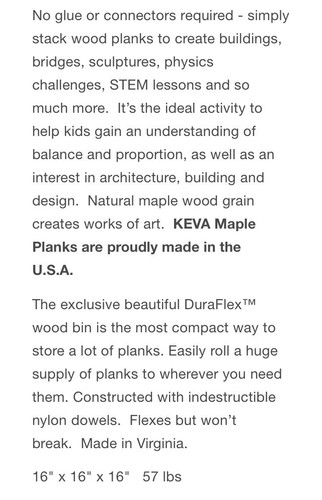 KEVA Planks Maple Wood 1000 Piece Educator Pack With Wheeled Wood Bin