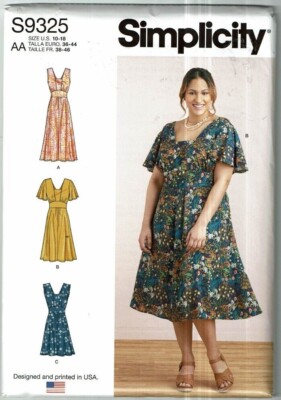 Simplicity #S9325 Dress w/variation Pattern Sz 10-18 or 20w-28w