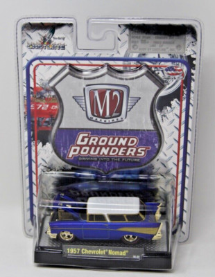M2 Machines CHASE 1957 Chevrolet Nomad Chevy Ground Pounders Car Blue Rare VHTF