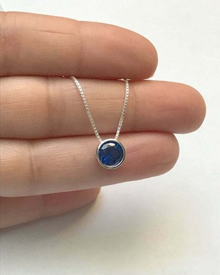 HANDMADE NATURAL DAINTY STERLING SILVER NECKLACE SEPTEMBER BIRTHSTONE JEWELLER FOR WOMEN