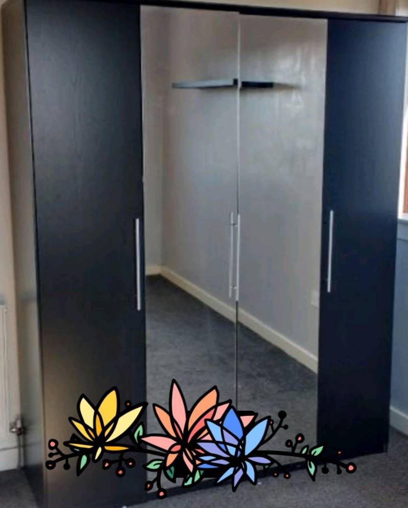 Large Black Mirrored Wardrobe 4 doors in Dundee Gumtree