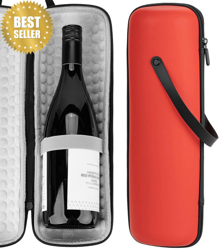 Single Bottle Wine Tote Bag, Portable Insulated Travel Wine Cooler Bag, Hard She