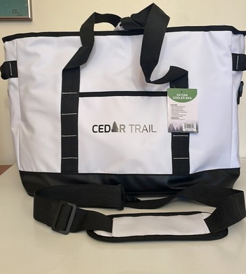 New Cedar Trail 24 Can Cooler Bag; Large Capacity; White/Black; Sealed